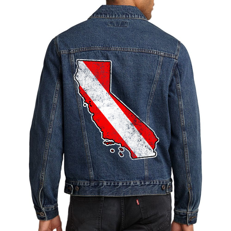 California Dive Flag Scuba Diving State Map Dive Flag Distressed Men Denim Jacket by ternacanuda251 | Artistshot