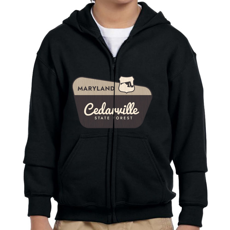 Cedarville State Forest Maryland Welcome Sign Youth Zipper Hoodie | Artistshot