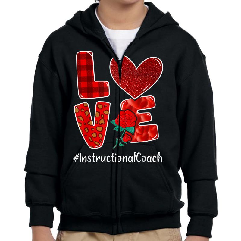 Instructional Coach Valentine Day Love Heart Flower T Shirt Youth Zipper Hoodie by javauxswar | Artistshot