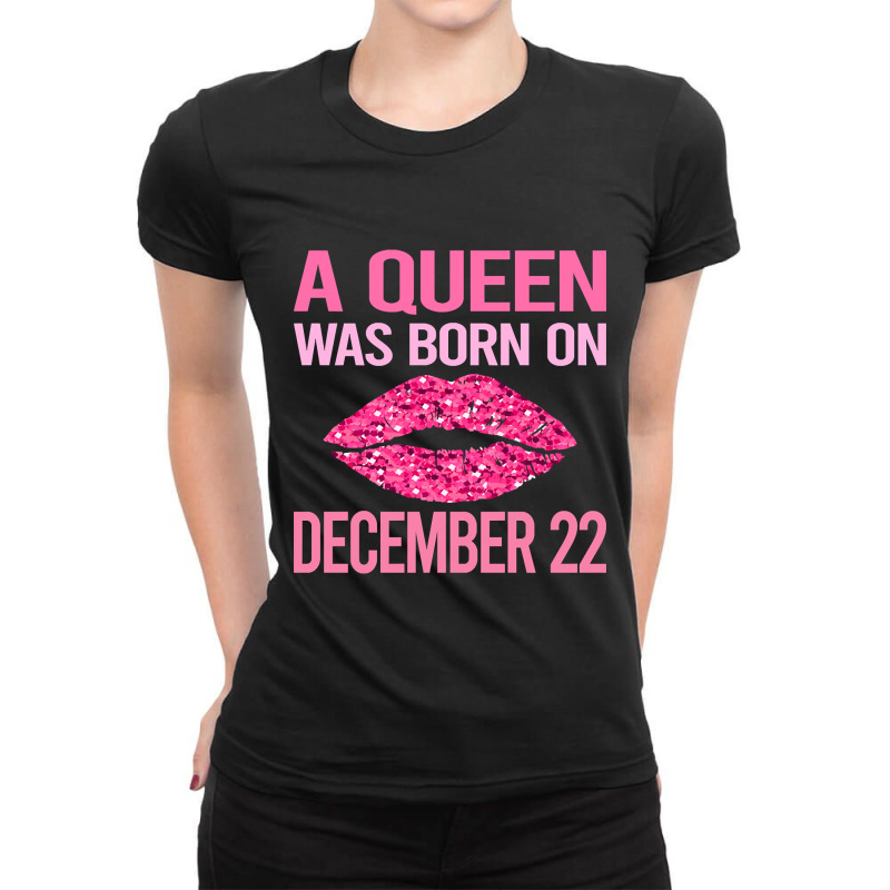 Pink Lips - Birthday December 22 22nd Ladies Fitted T-Shirt by cubicgetting01 | Artistshot