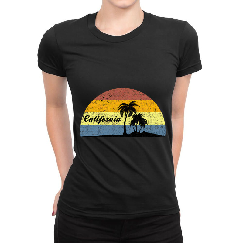 California Funny Vintage Summer Palm Tree Design Ladies Fitted T-Shirt by ternacanuda251 | Artistshot