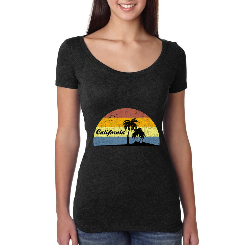 California Funny Vintage Summer Palm Tree Design Women's Triblend Scoop T-shirt by ternacanuda251 | Artistshot