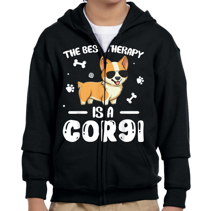 The Best Therapy Is A Corgi Dog Lover Owner Funny T Shirt Youth Zipper Hoodie by barrydygertkkx | Artistshot