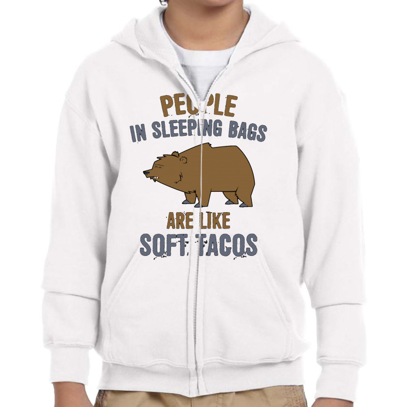 People In Sleeping Bags Bear Youth Zipper Hoodie by Star Store | Artistshot