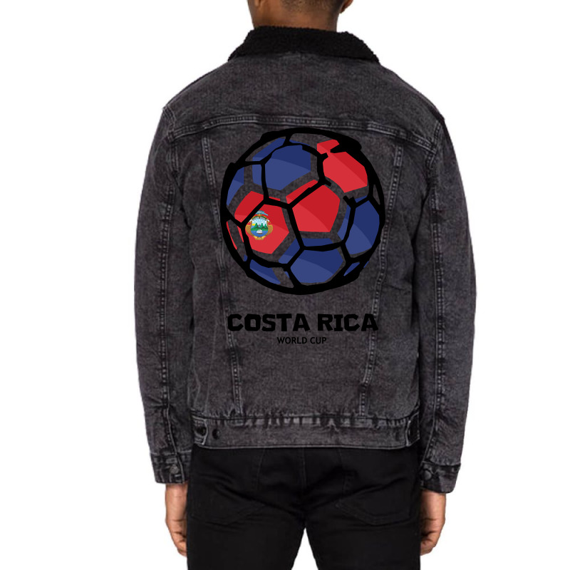 Costa Rica Football Country Flag Unisex Sherpa-lined Denim Jacket | Artistshot