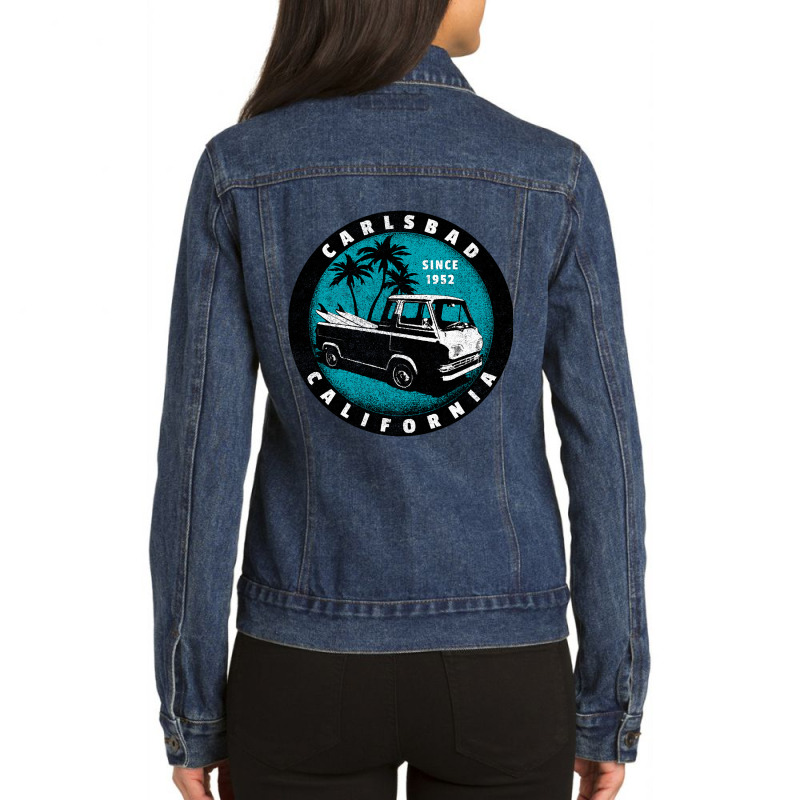 Carlsbad, California-hwtbx Ladies Denim Jacket by venbytumny | Artistshot