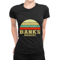 Banks Arkansas Vintage Retro Sunset Ladies Fitted T-shirt | Artistshot