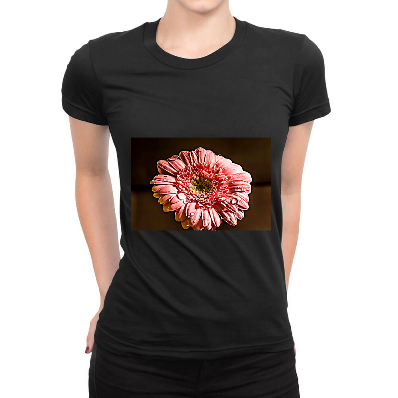 Closeup Pink Flower Vibrant Painting Ladies Fitted T-Shirt by traumafemales188 | Artistshot