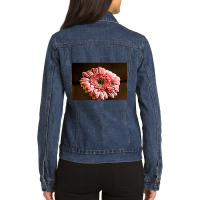 Closeup Pink Flower Vibrant Painting Ladies Denim Jacket | Artistshot