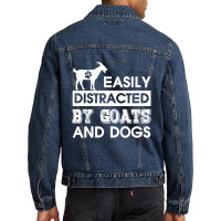 Easily Distracted By Goats And Dogs Men Denim Jacket | Artistshot