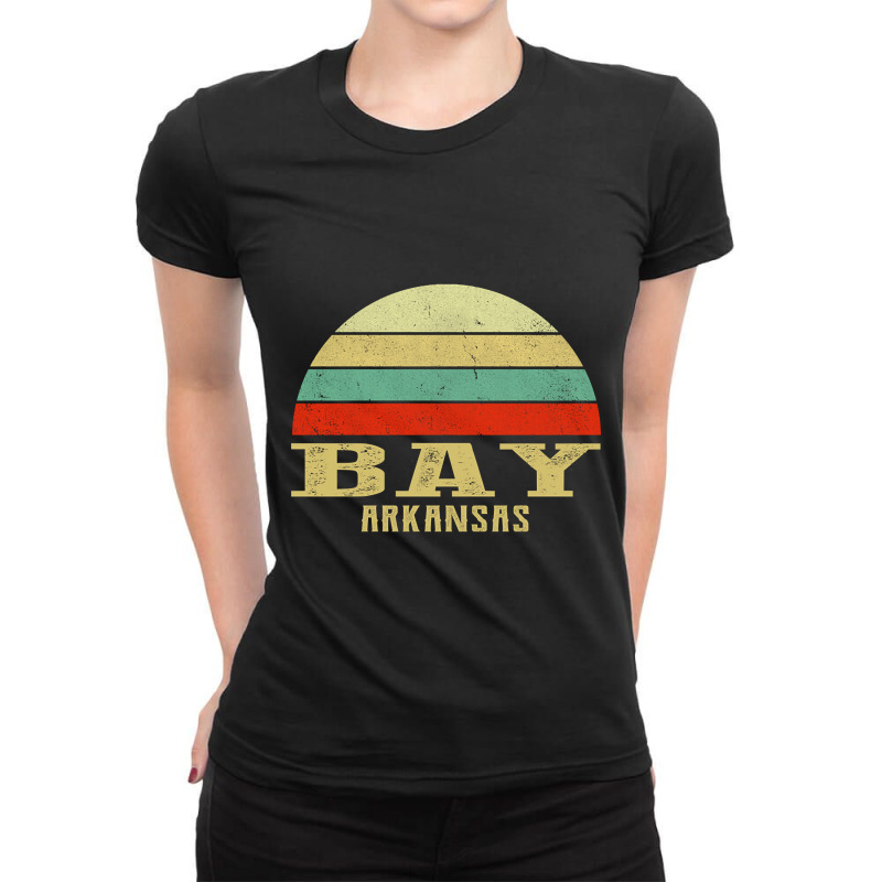 Bay Arkansas Vintage Retro Sunset Ladies Fitted T-Shirt by ternacanuda | Artistshot