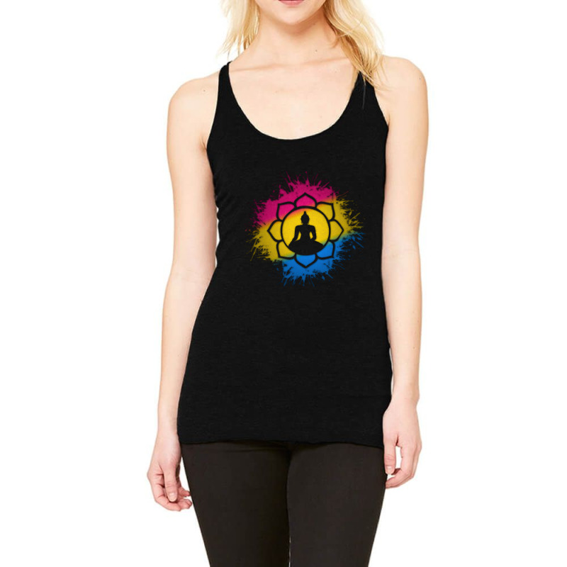 Paint Splatter Pansexual Pride Lotus Symbol Racerback Tank by mrbigzeroht | Artistshot