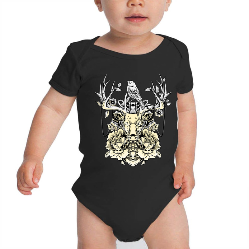 Deer And Bird Tattoo Design Baby Bodysuit | Artistshot