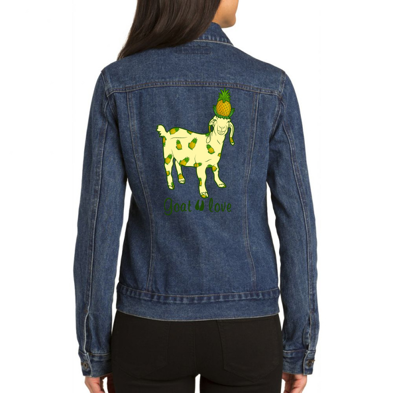 Goat Love Pinapple Ladies Denim Jacket by hoainv | Artistshot