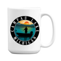 Campau Lake Fishing Michigan Sunset 15 Oz Coffee Mug | Artistshot