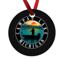 Campau Lake Fishing Michigan Sunset Ornament | Artistshot