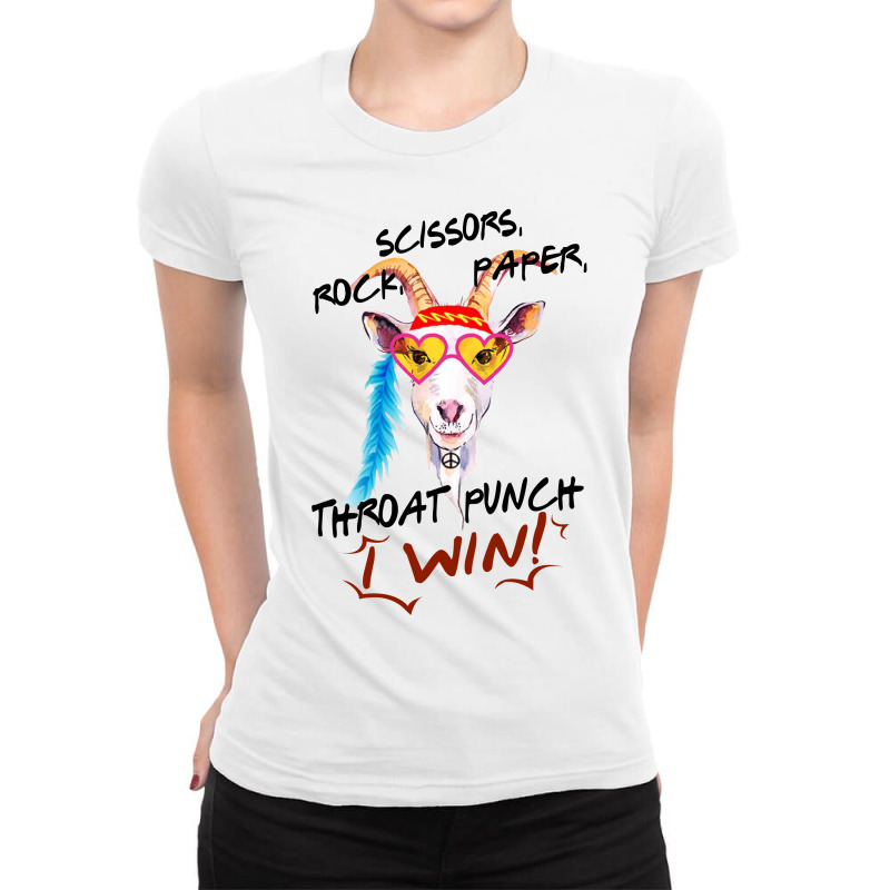 Goat Scissors Rock Paper Throat Punch I Win Ladies Fitted T-Shirt by hoainv | Artistshot