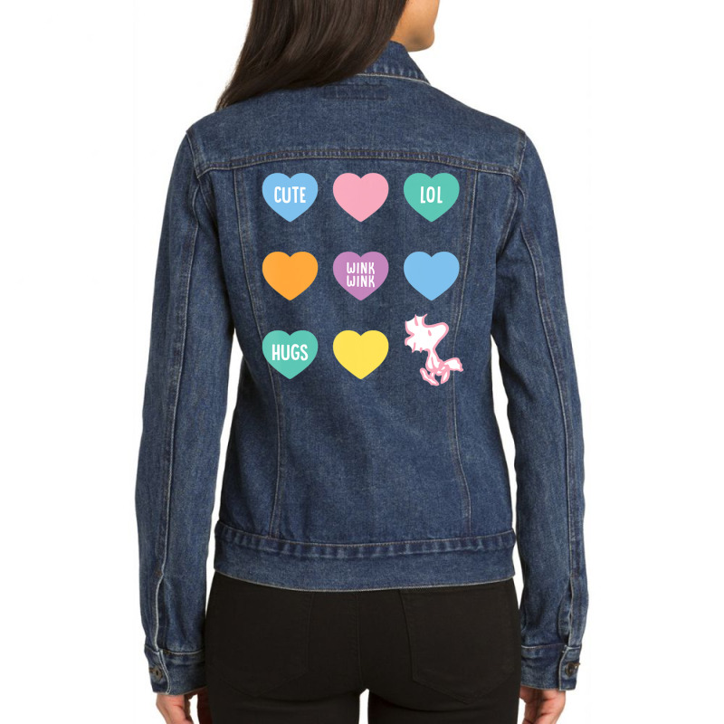 Hot Trend Peanuts Valentine Candy Heart Ladies Denim Jacket by Berrios Crisp | Artistshot