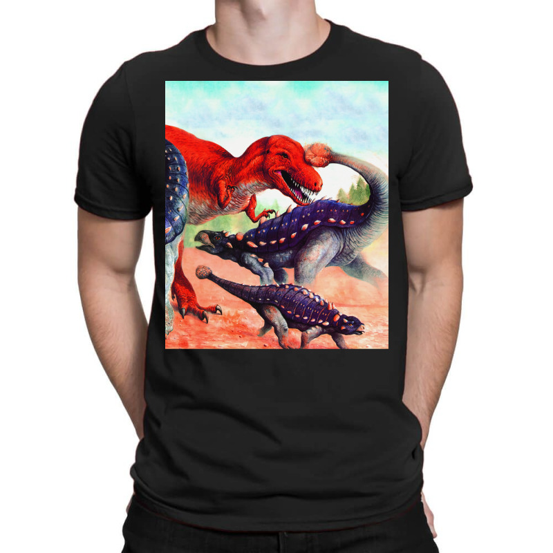 Ankylosaurus Vs Albertosaurus Poster Summer T-shirt | Artistshot