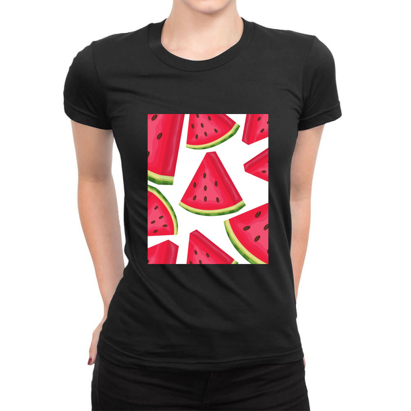 Cartoon Fruits And Delicious Watermelon Ladies Fitted T-shirt | Artistshot