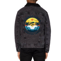 Be Gentle I Have A Sensitive Tummy, Funny Dolphins Unisex Sherpa-lined Denim Jacket | Artistshot