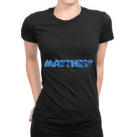 Matthew Name Style Designed In Light Blue Jean Fabric- Denim Texture- Ladies Fitted T-shirt | Artistshot