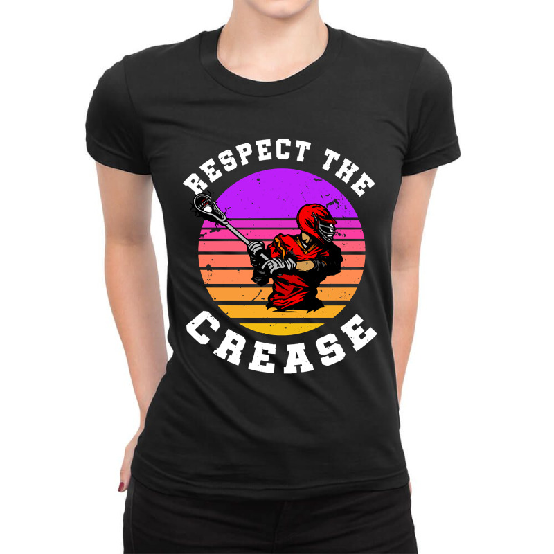 Lacrosse Funny Lacrosse Player Respect The Crease Ladies Fitted T-Shirt by geishascessation326 | Artistshot