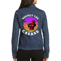 Lacrosse Funny Lacrosse Player Respect The Crease Ladies Denim Jacket | Artistshot