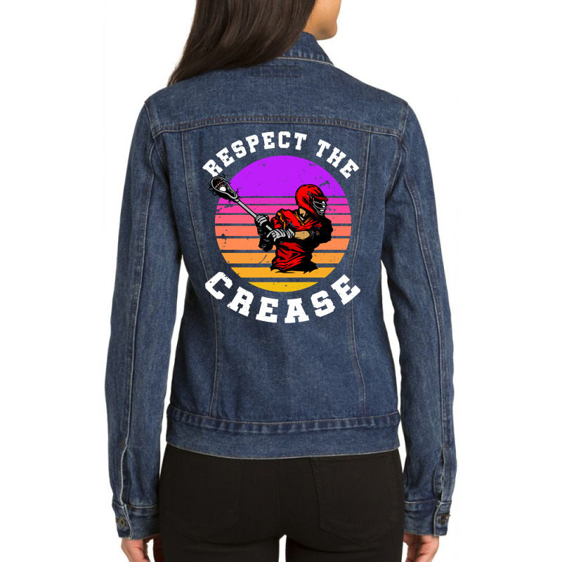 Lacrosse Funny Lacrosse Player Respect The Crease Ladies Denim Jacket by geishascessation326 | Artistshot