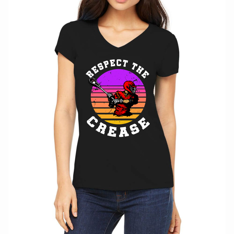 Lacrosse Funny Lacrosse Player Respect The Crease Women's V-Neck T-Shirt by geishascessation326 | Artistshot