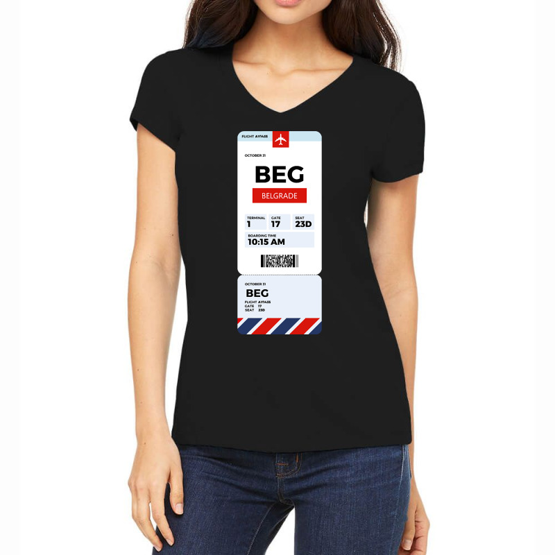 Belgrade Boarding Pass Women's V-neck T-shirt | Artistshot