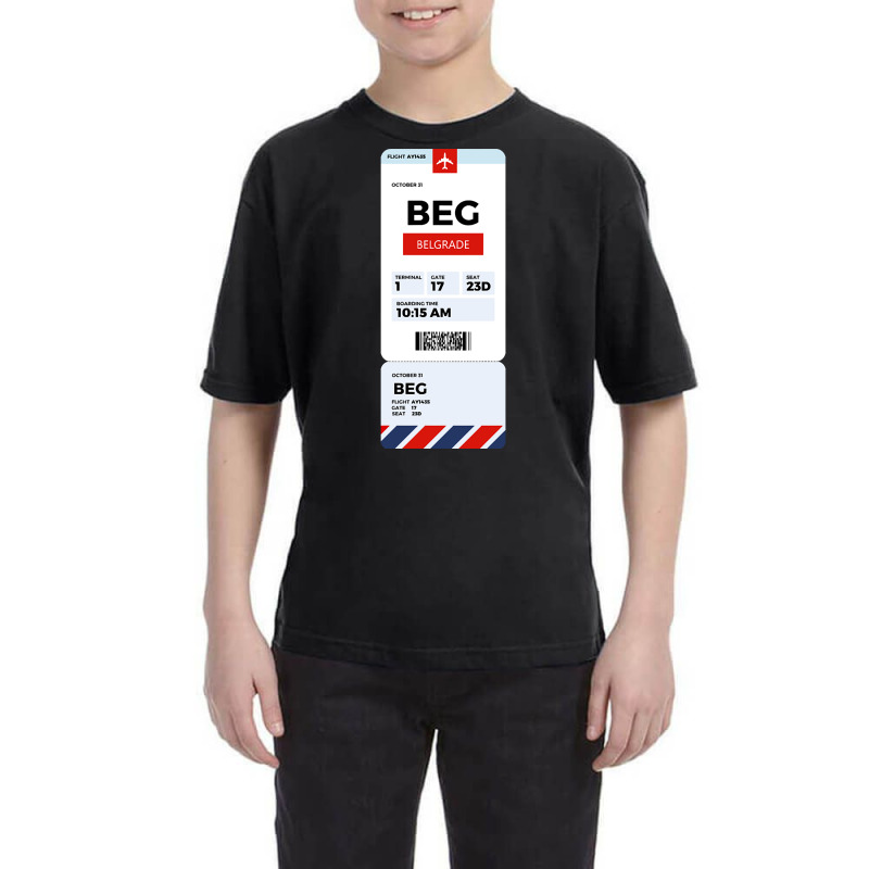 Belgrade Boarding Pass Youth Tee | Artistshot