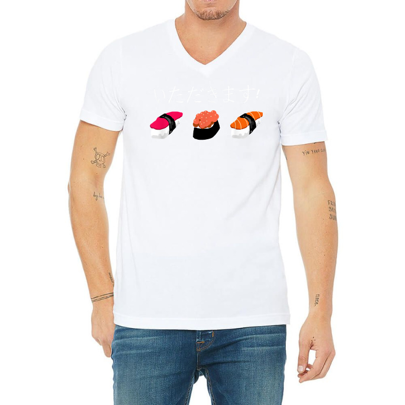 Itadakimasu! Japanese Hiragana Sushi Graphic T Shirt V-neck Tee | Artistshot