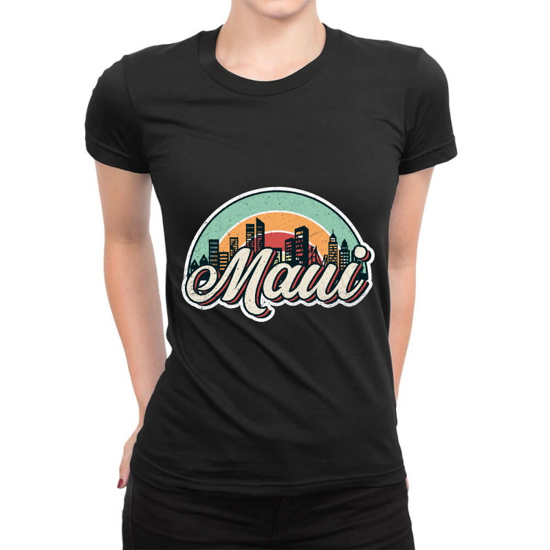 Maui City Retro Ladies Fitted T-Shirt by gaugebayou45 | Artistshot