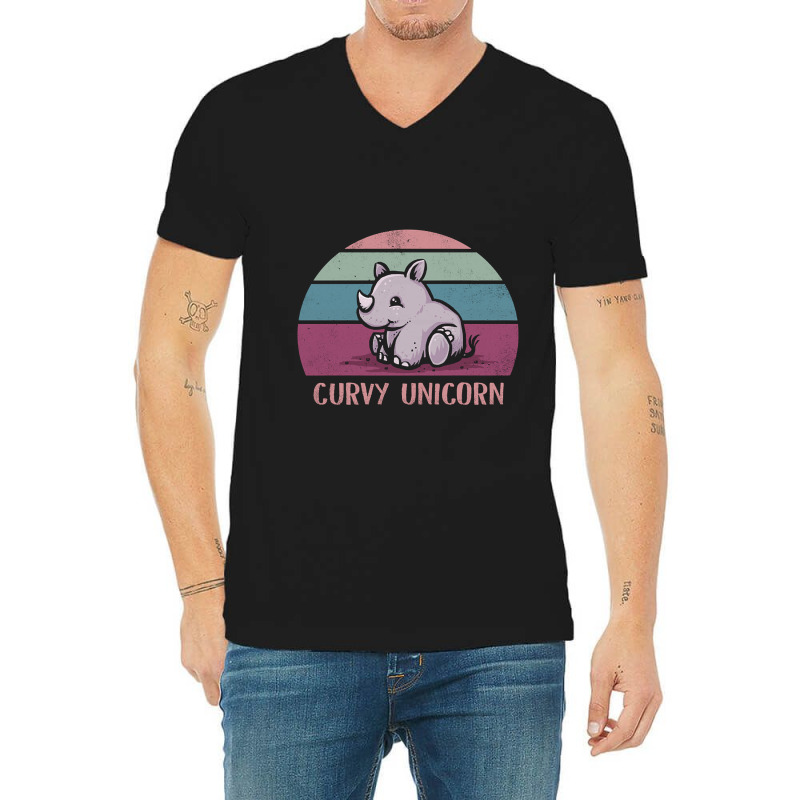 Curvy Unicorn V-Neck Tee by BrianneRemers65 | Artistshot