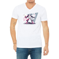 Flat Pink And White Battle Robot With Geometric Shapes Concept V-neck Tee | Artistshot