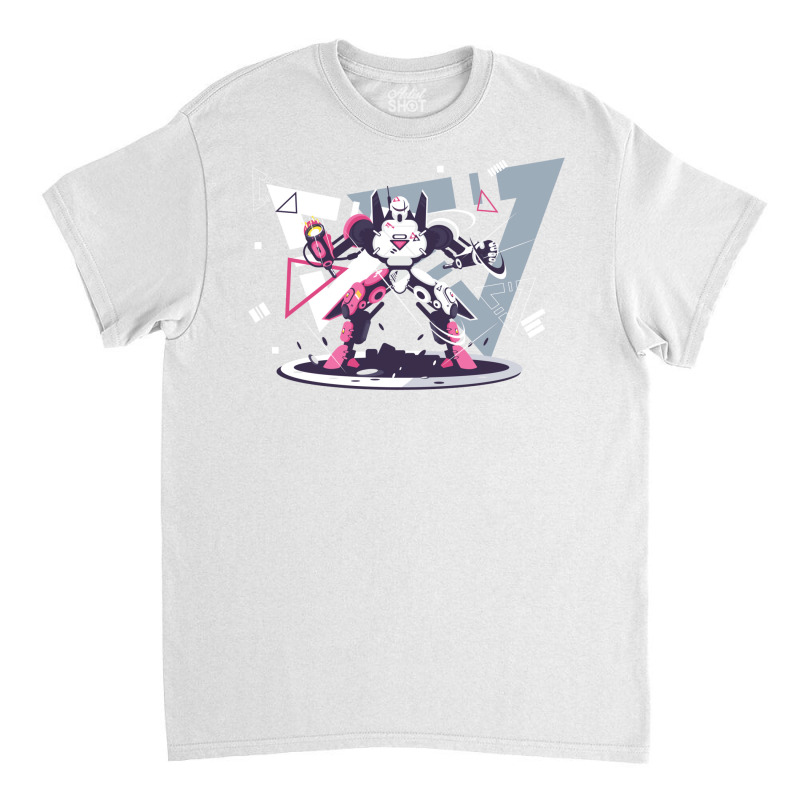 Flat Pink And White Battle Robot With Geometric Shapes Concept Classic T-shirt | Artistshot