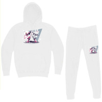 Flat Pink And White Battle Robot With Geometric Shapes Concept Hoodie & Jogger Set | Artistshot