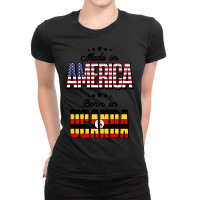 Made In America Born In Uganda For Ugandan Ladies Fitted T-shirt | Artistshot