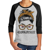 Limited Edition Reading Specialist Life Messy Bun Leopard Youth 3/4 Sleeve | Artistshot