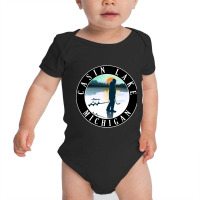 Casin Lake Ice Fishing Michigan Sunset Baby Bodysuit | Artistshot