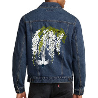 Paradise Flycatcher + White Wisteria Men Denim Jacket | Artistshot