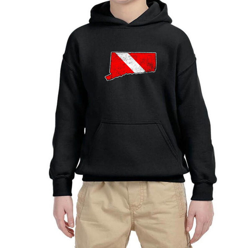 Connecticut Dive Flag Scuba Diving State Map Dive Flag Distressed Youth Hoodie by kayakbetween30 | Artistshot