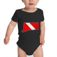 Connecticut Dive Flag Scuba Diving State Map Dive Flag Distressed Baby Bodysuit | Artistshot