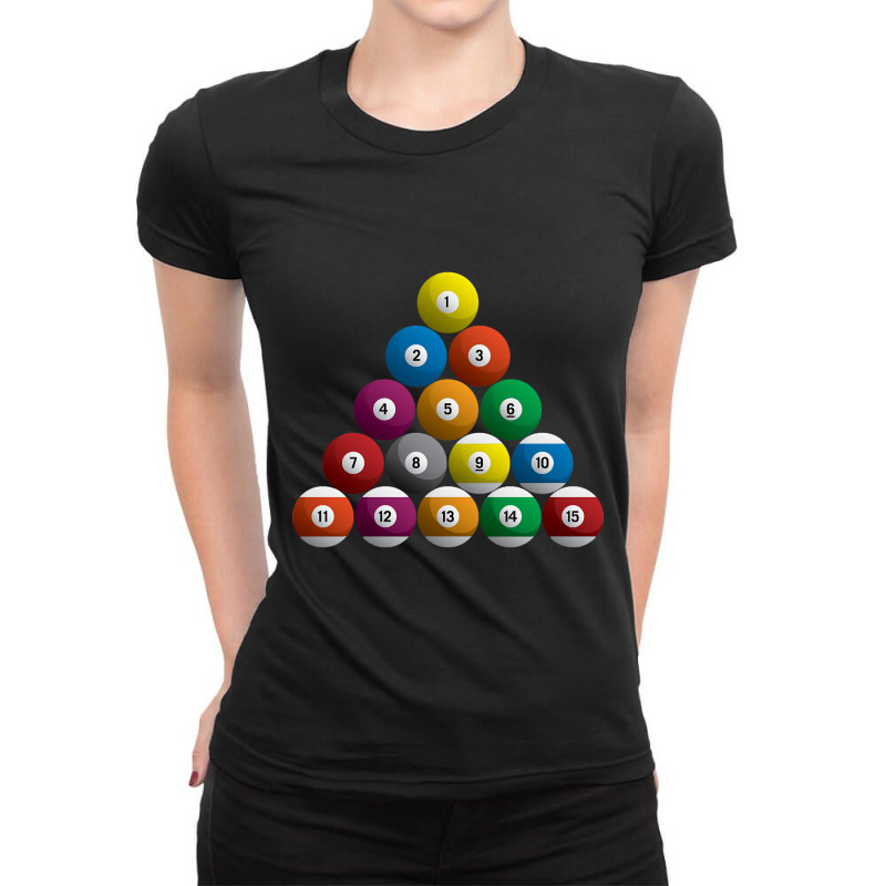 Billiards Pool Balls Racked Set Ladies Fitted T-Shirt by genuinelyseriously4 | Artistshot