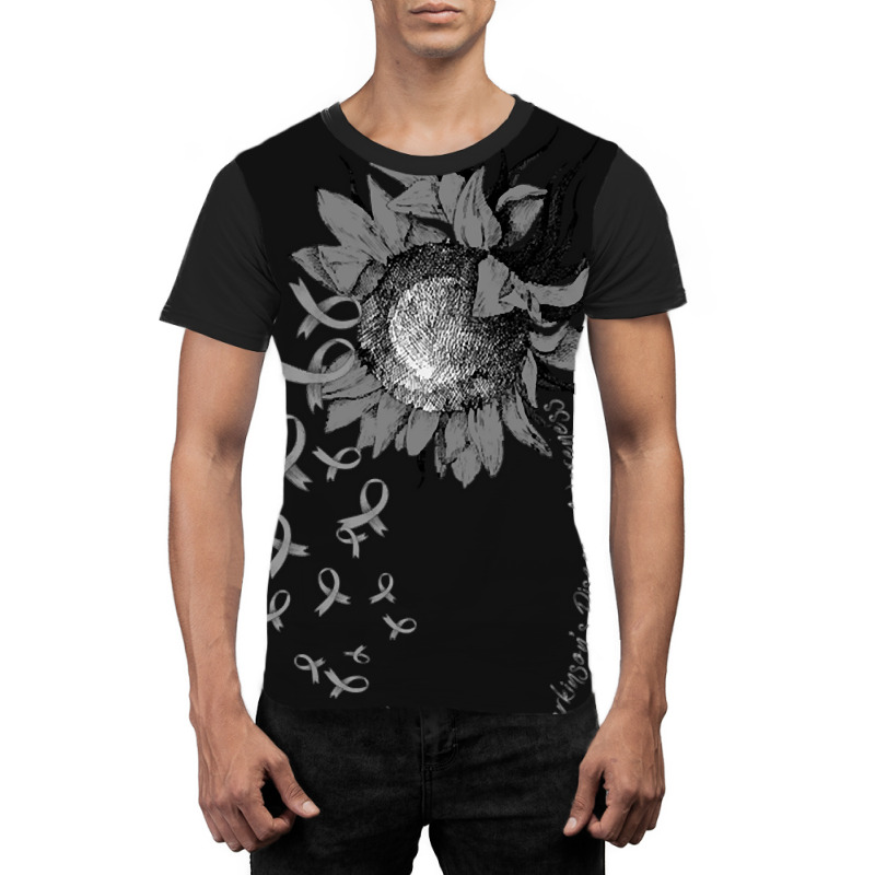 Parkinson's Disease Awareness Sunflower Gray Ribbon Graphic T-shirt | Artistshot