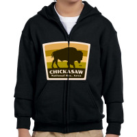 Chickasaw National Recreation Area Oklahoma Roaming Bison Silhouette Youth Zipper Hoodie | Artistshot