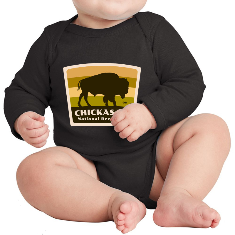 Chickasaw National Recreation Area Oklahoma Roaming Bison Silhouette Long Sleeve Baby Bodysuit by denverhumans58 | Artistshot