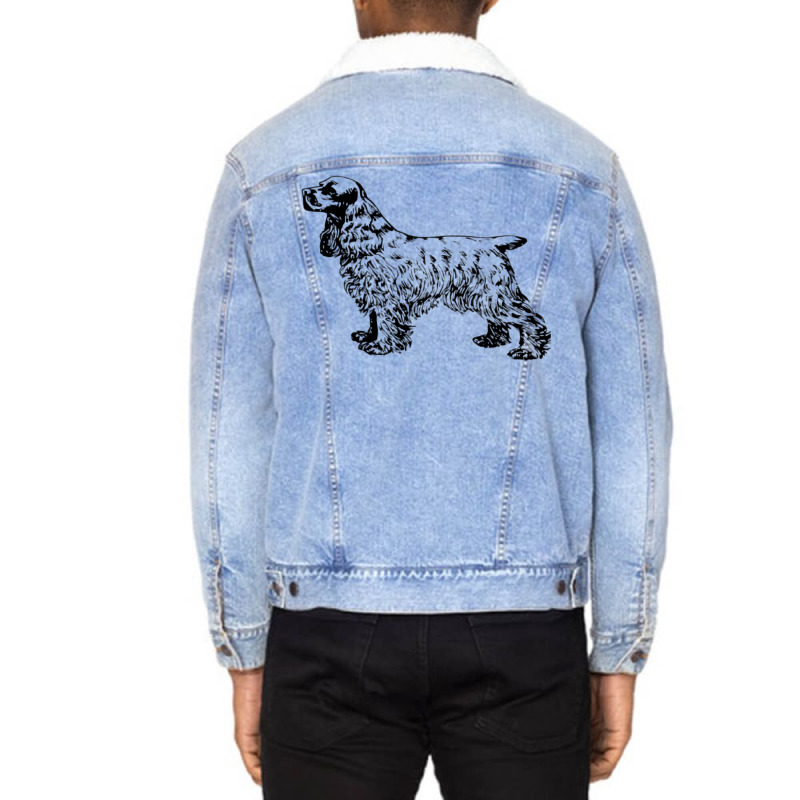 Cocker Spaniel Illustration Unisex Sherpa-Lined Denim Jacket by dynhomuicz | Artistshot