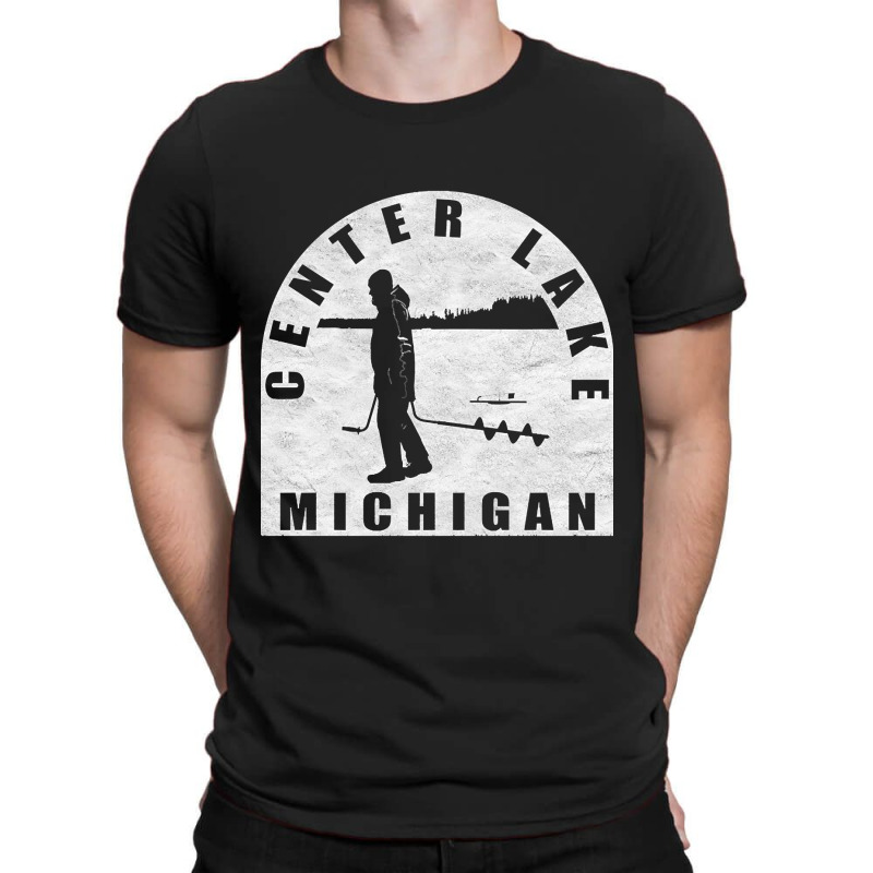 Center Lake Ice Fishing Michigan T-shirt | Artistshot